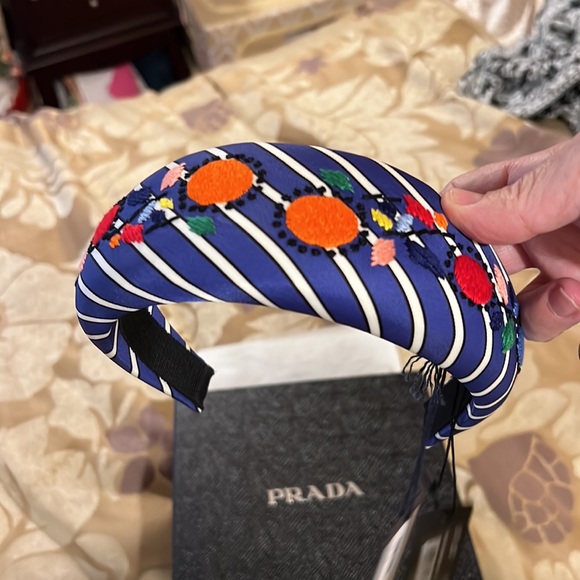Prada Blue and White Striped Headband - Picture 2 of 6